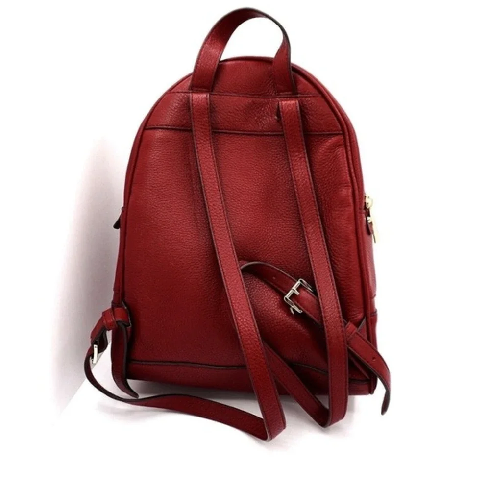 Michael Kors‎ Rhea Medium Pebbled Leather Backpack Burgundy Gold Hardware 37-08